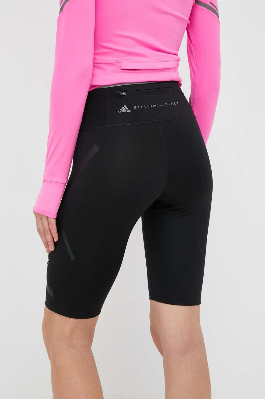 adidas by Stella McCartney pantaloni scurți de alergare TruePace culoarea negru cu imprimeu high waist - Pled.ro