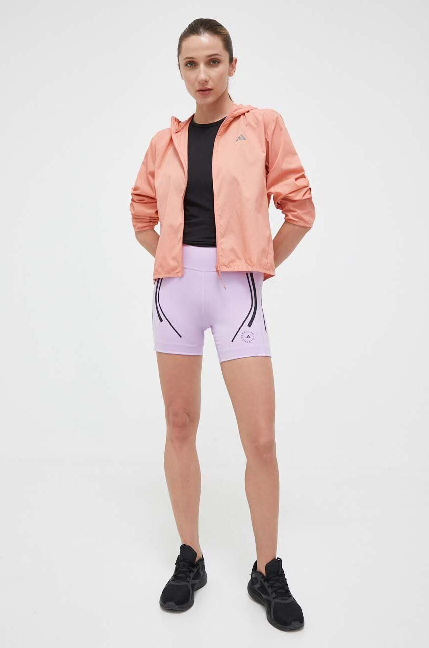 adidas by Stella McCartney pantaloni scurți de alergare TruePace culoarea violet cu imprimeu high waist - Pled.ro