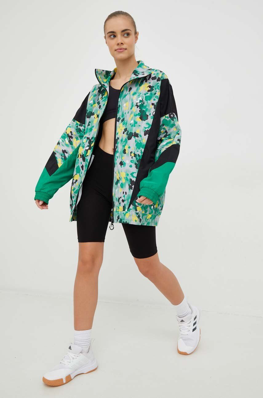 adidas by Stella McCartney windbreaker culoarea verde de tranzitie oversize - Pled.ro