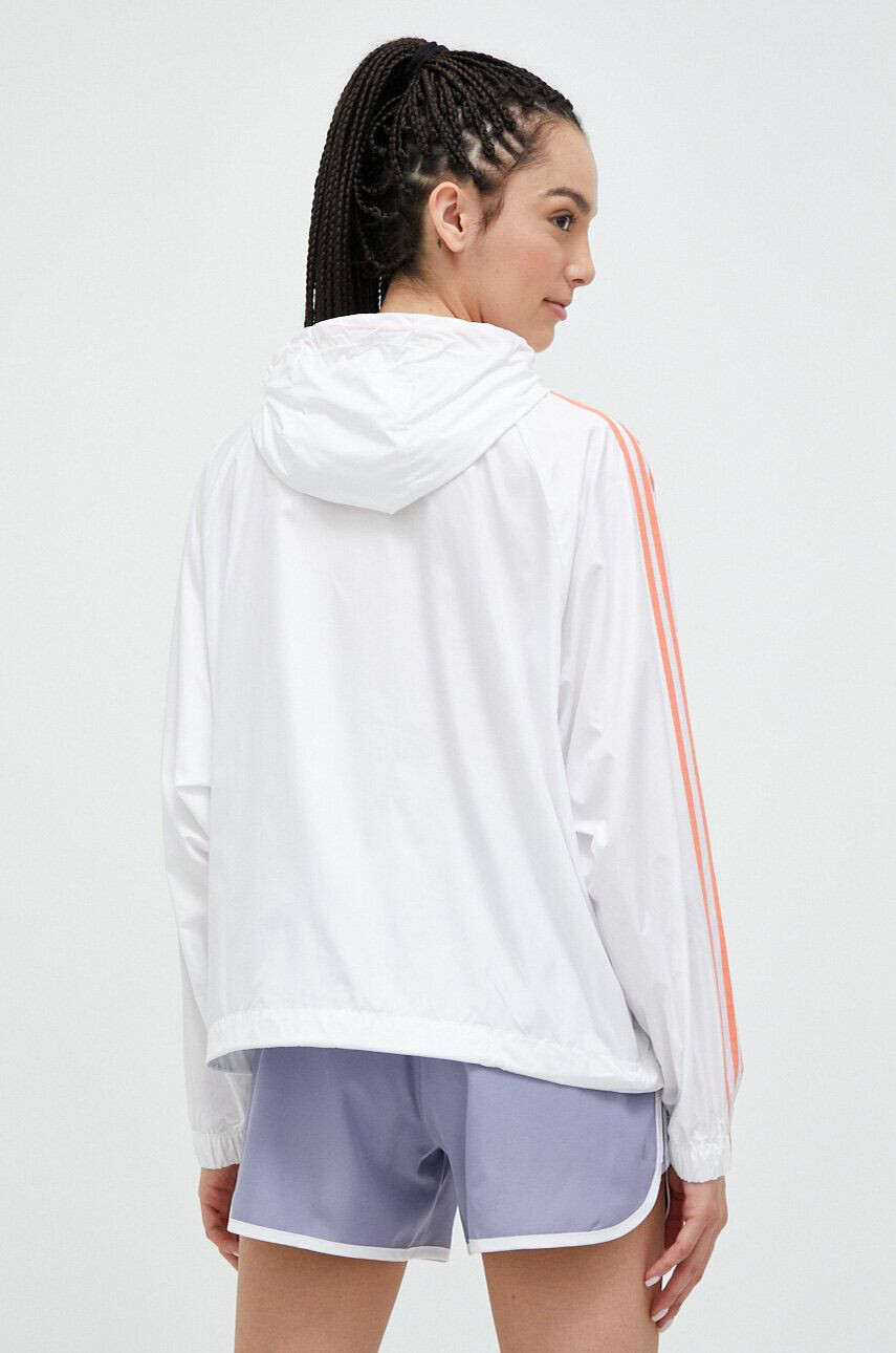 adidas geaca femei culoarea alb de tranzitie oversize - Pled.ro