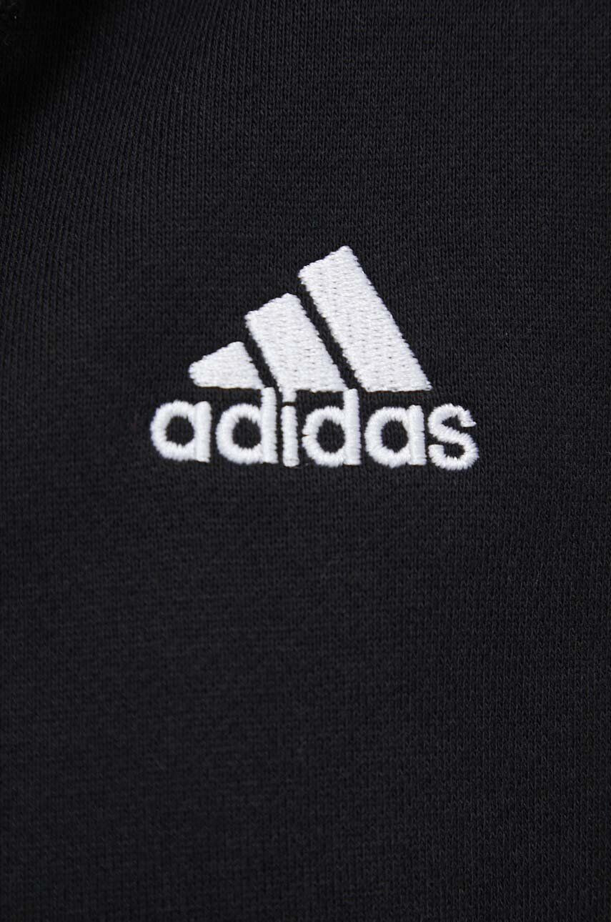 adidas hanorac de bumbac femei culoarea negru cu glugă cu imprimeu - Pled.ro