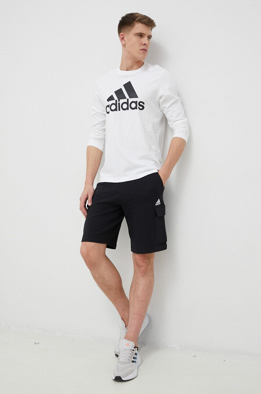 adidas longsleeve din bumbac culoarea alb cu imprimeu - Pled.ro