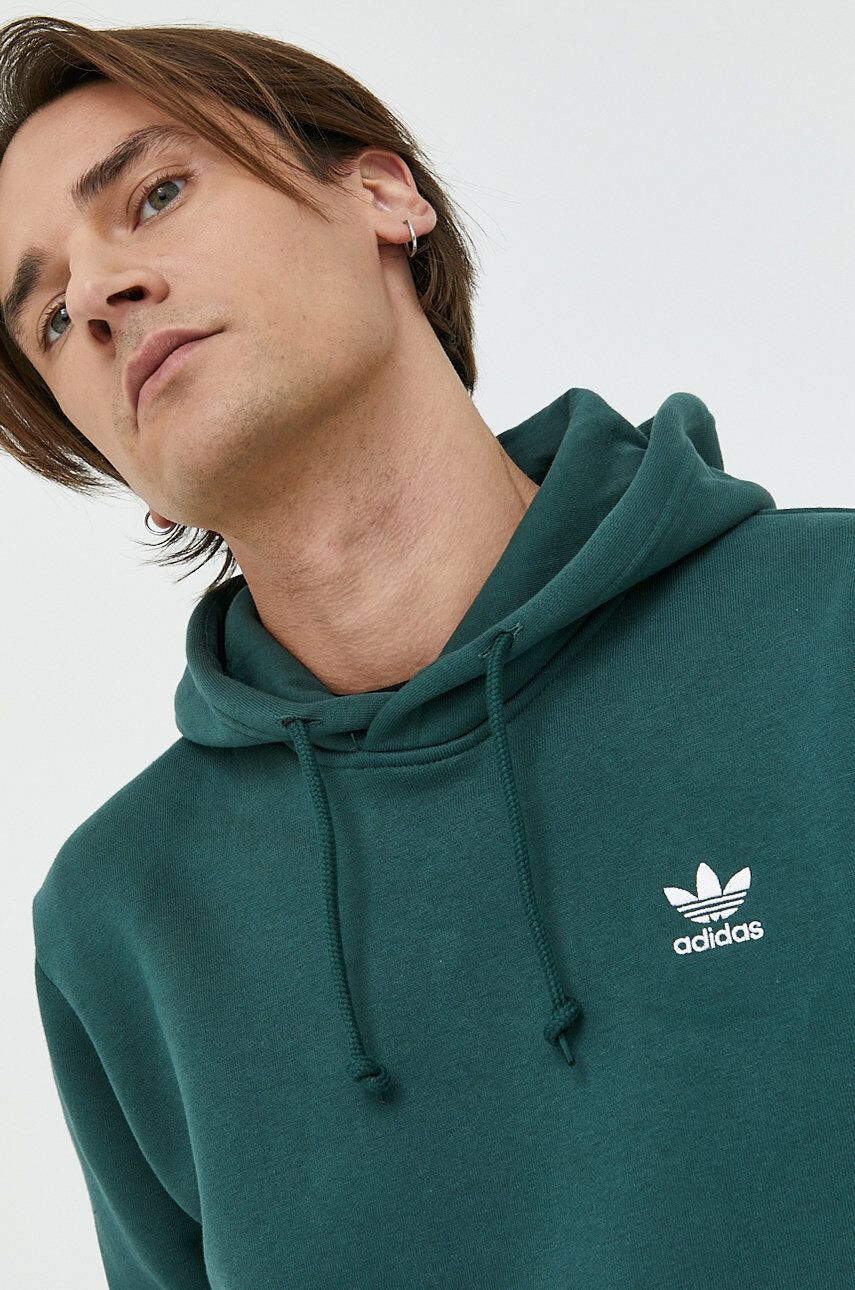 adidas Originals bluza barbati culoarea verde cu glugă cu imprimeu - Pled.ro