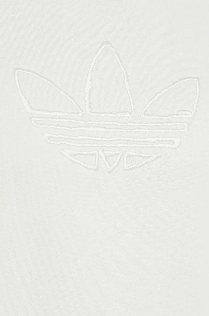 adidas Originals bluza femei culoarea alb cu glugă cu imprimeu - Pled.ro