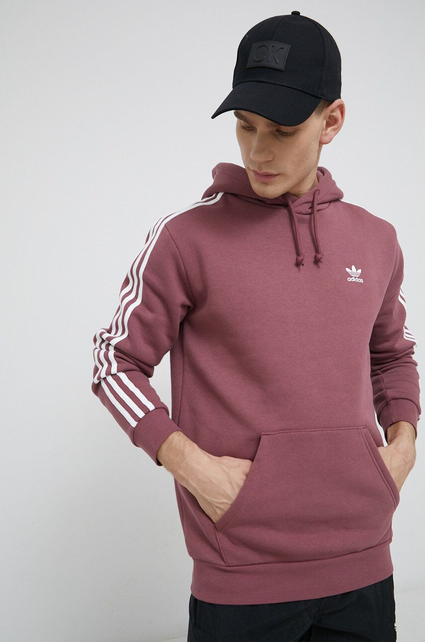 adidas Originals bluza barbati culoarea galben cu glugă cu imprimeu - Pled.ro