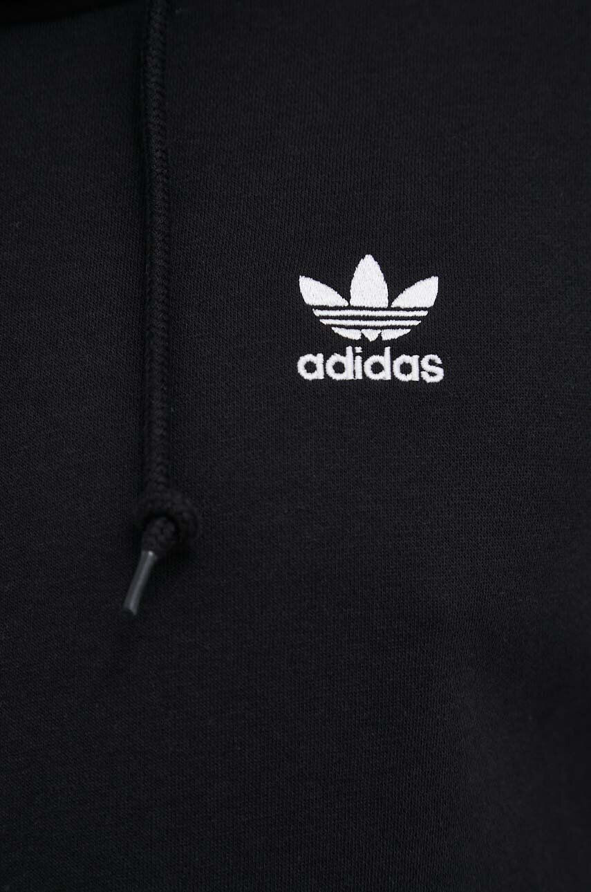 adidas Originals bluza barbati culoarea negru cu glugă cu imprimeu - Pled.ro