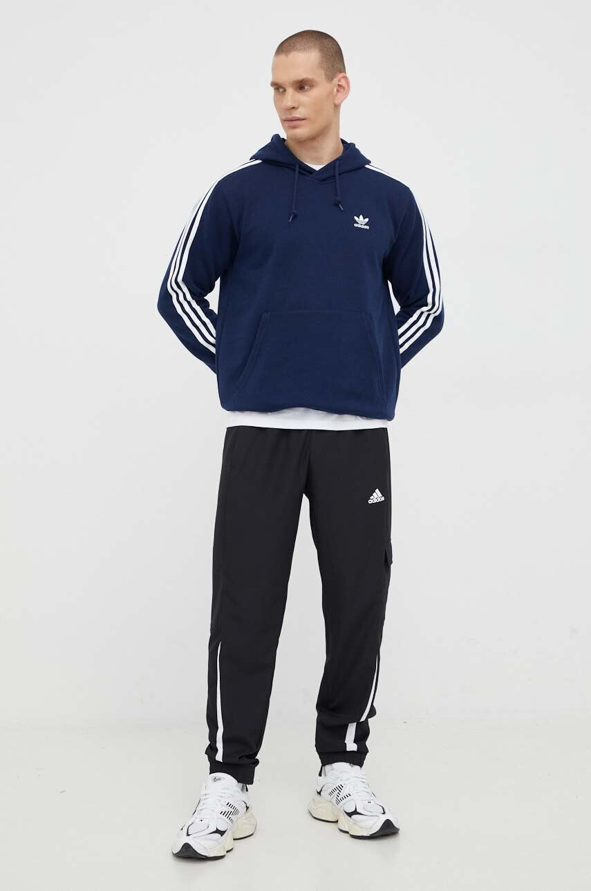 adidas Originals bluza barbati culoarea albastru marin cu glugă modelator - Pled.ro