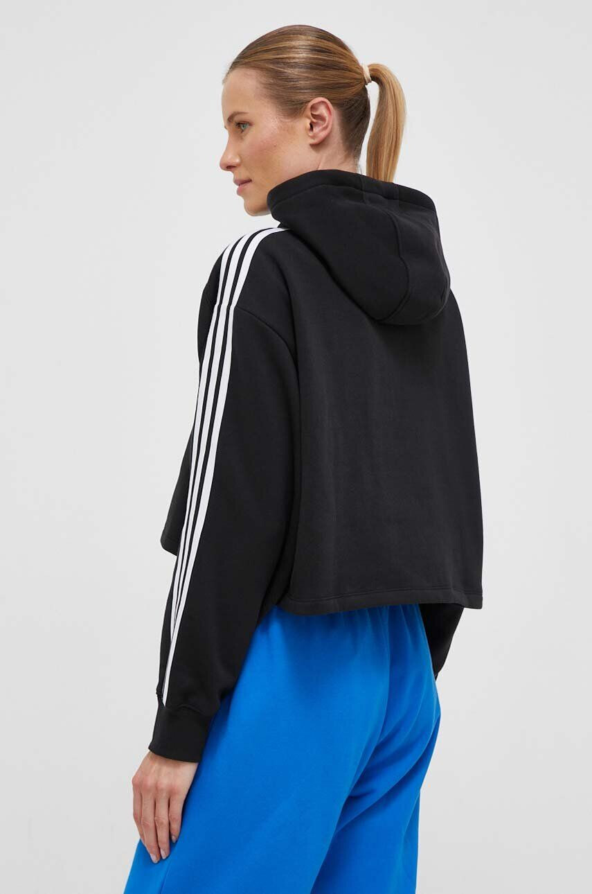 adidas Originals bluza femei culoarea negru cu glugă cu imprimeu - Pled.ro