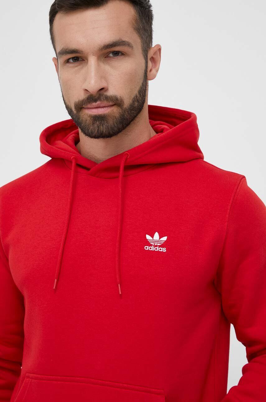 adidas Originals bluza barbati culoarea rosu cu glugă cu imprimeu - Pled.ro