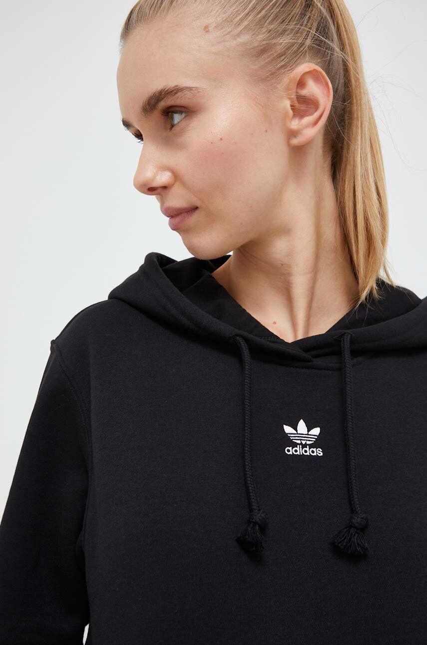 adidas Originals bluza femei culoarea negru cu glugă neted - Pled.ro