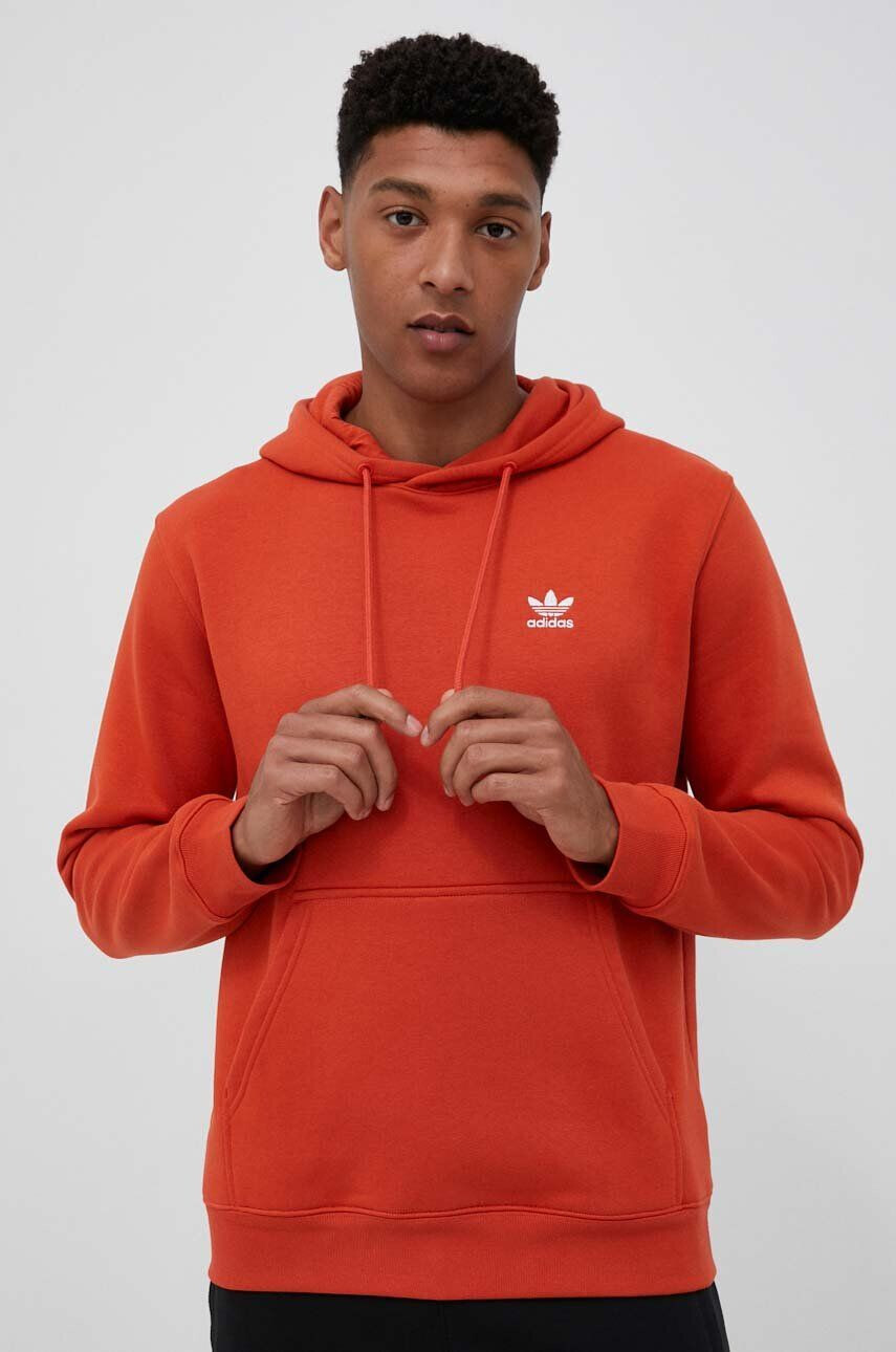 adidas Originals bluza barbati culoarea portocaliu cu glugă neted - Pled.ro