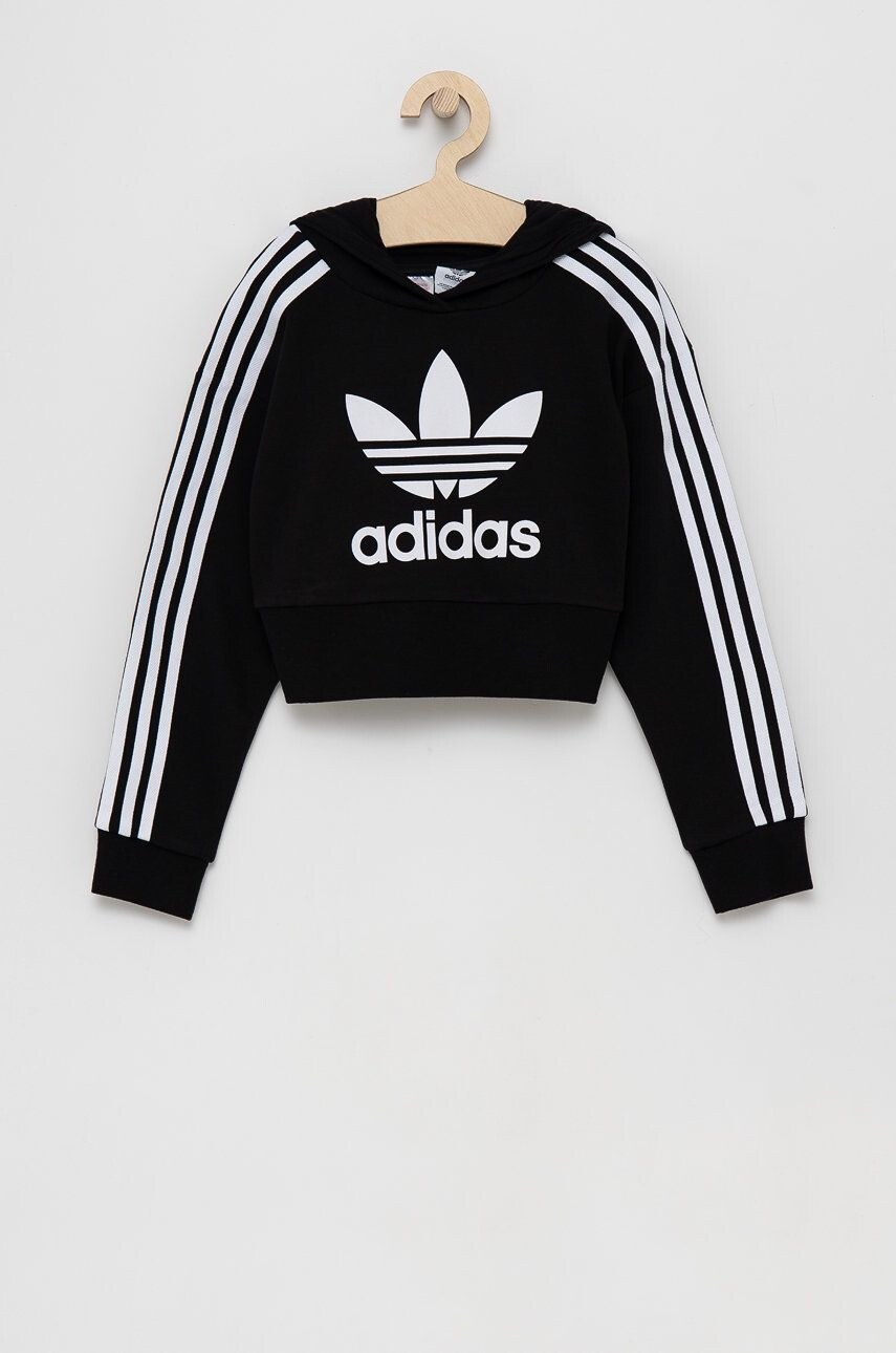 adidas Originals Bluză copii H32337 culoarea negru cu imprimeu - Pled.ro