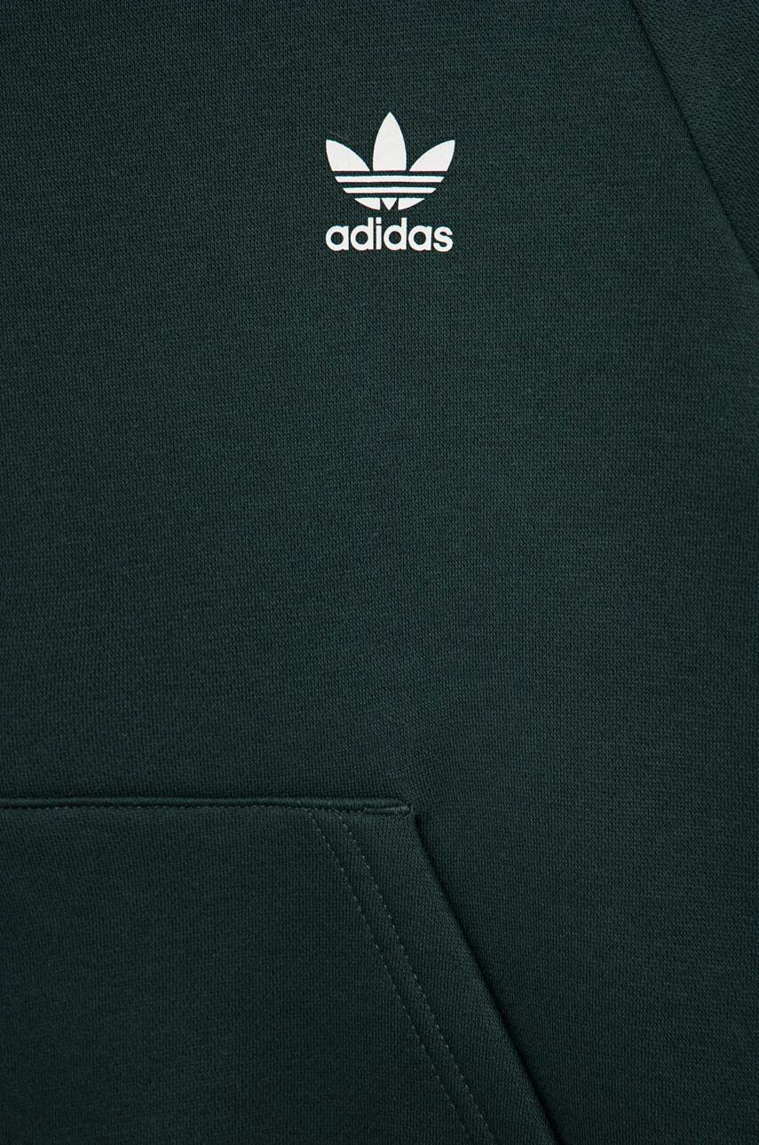 adidas Originals bluza copii culoarea verde cu glugă neted - Pled.ro