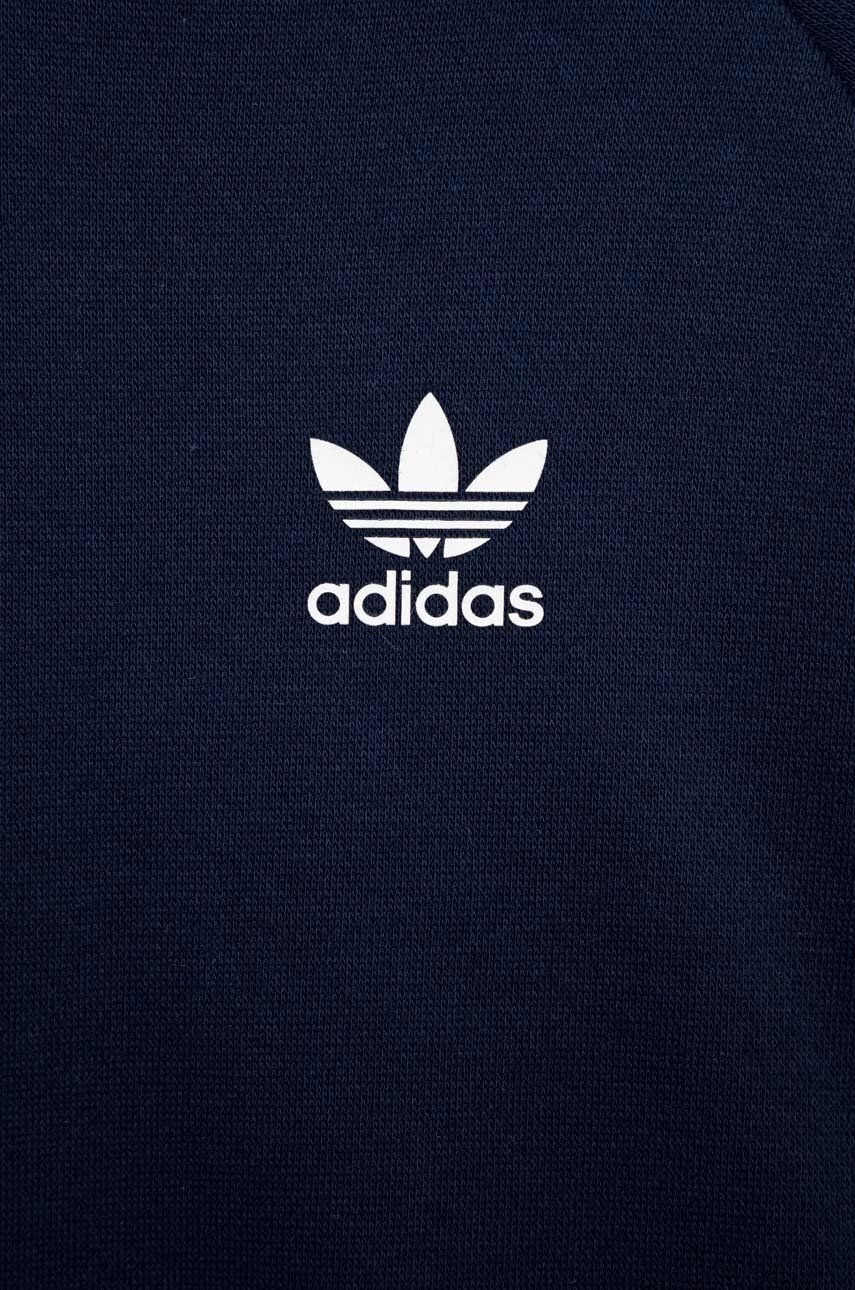 adidas Originals bluza copii culoarea albastru marin cu glugă cu imprimeu - Pled.ro