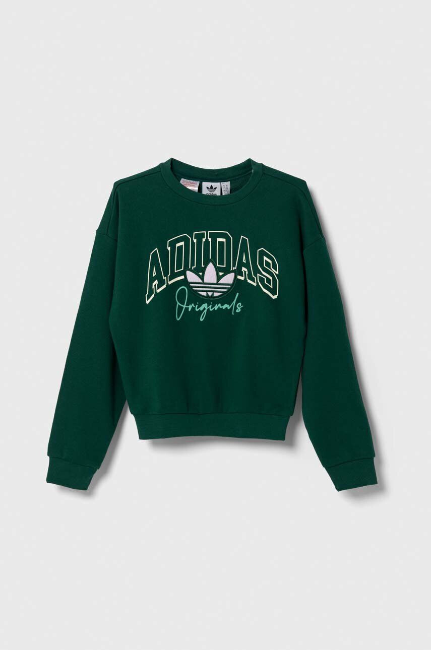 adidas Originals bluza copii culoarea verde cu imprimeu - Pled.ro