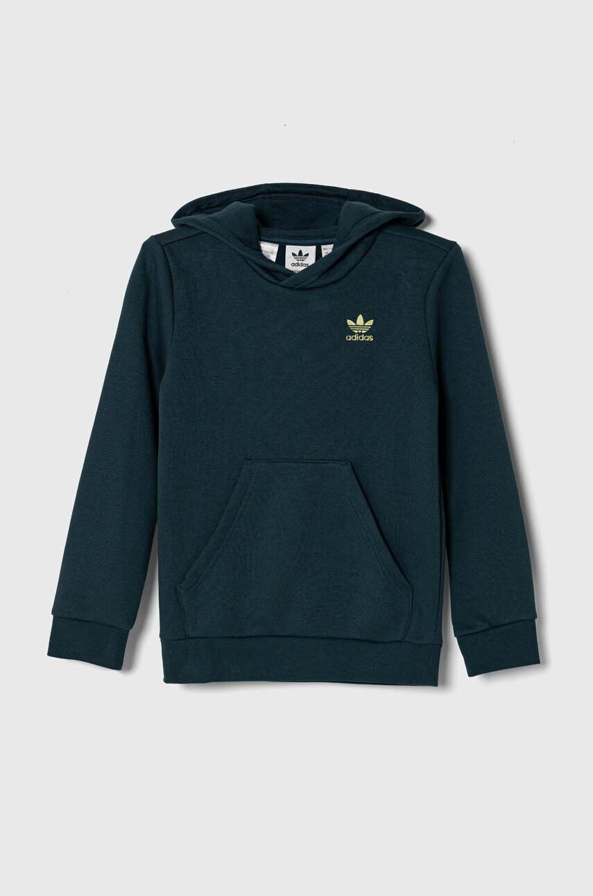 adidas Originals bluza copii culoarea verde cu glugă neted - Pled.ro