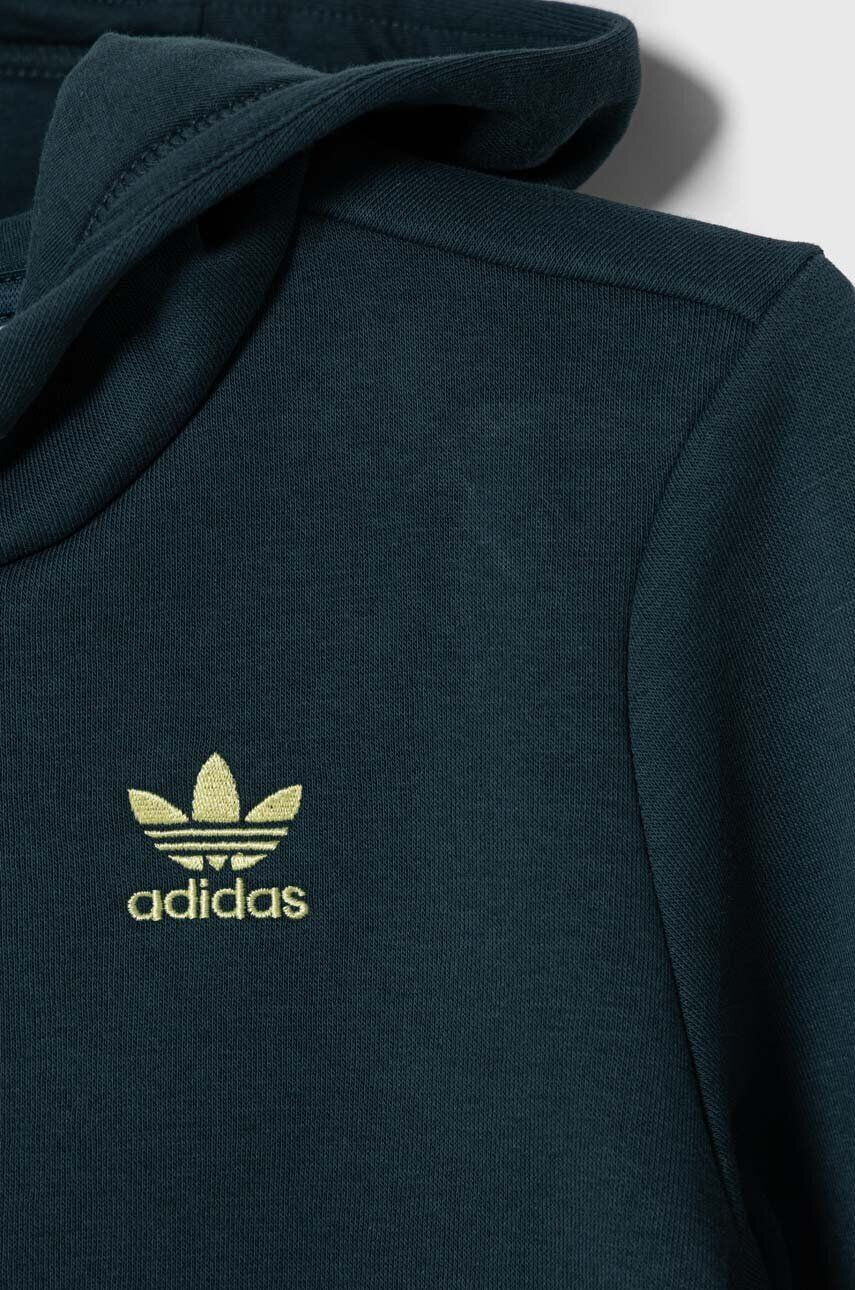 adidas Originals bluza copii culoarea verde cu glugă neted - Pled.ro