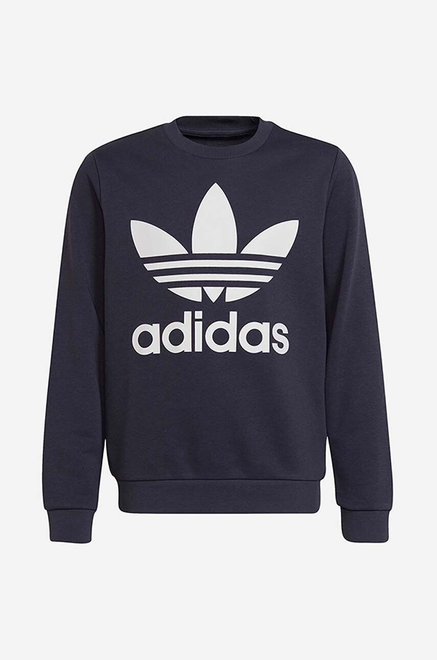 adidas Originals bluza copii TREFOIL CREW culoarea albastru marin cu imprimeu - Pled.ro