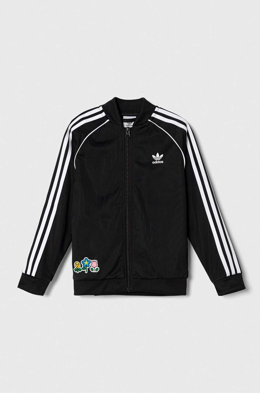 adidas Originals bluza copii x Hello Kitty culoarea negru cu imprimeu - Pled.ro