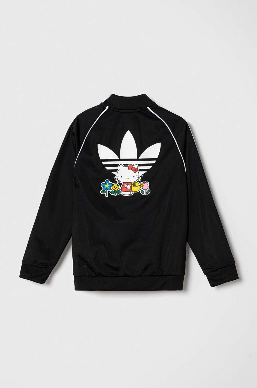 adidas Originals bluza copii x Hello Kitty culoarea negru cu imprimeu - Pled.ro