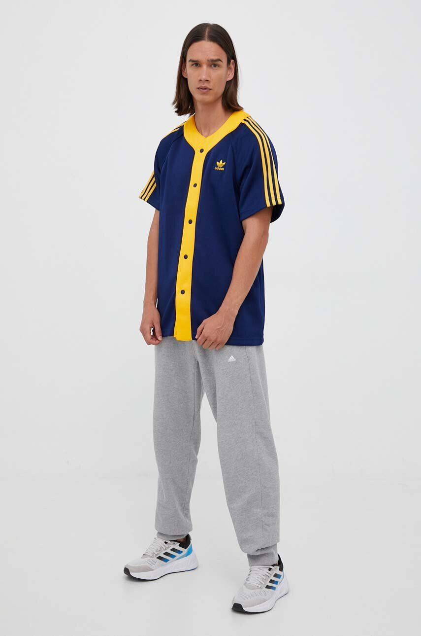 adidas Originals camasa culoarea albastru marin relaxed - Pled.ro