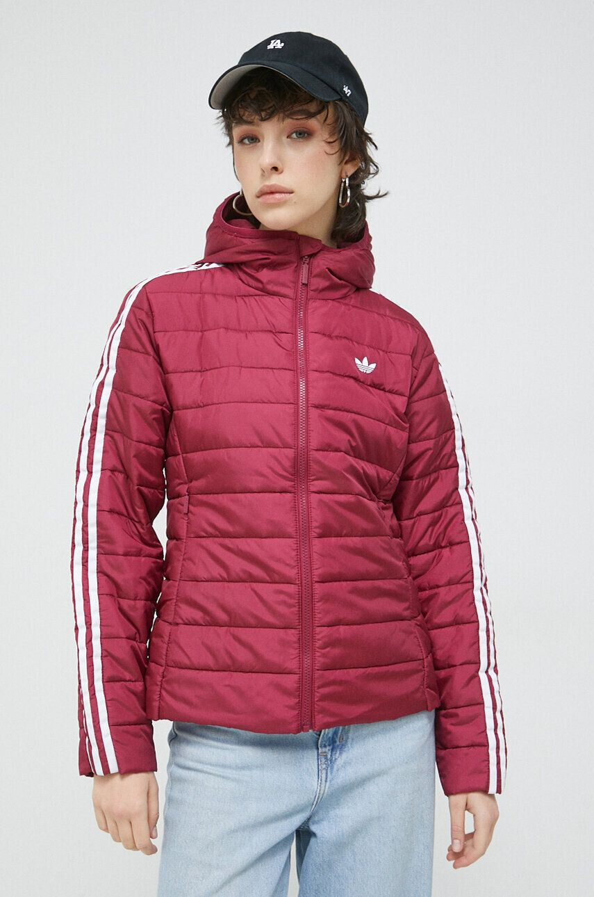 adidas Originals geaca femei culoarea bordo de tranzitie - Pled.ro