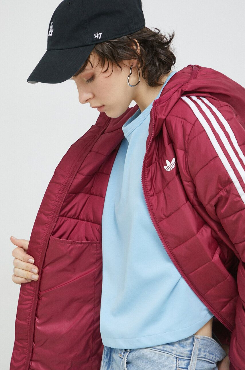 adidas Originals geaca femei culoarea bordo de tranzitie - Pled.ro