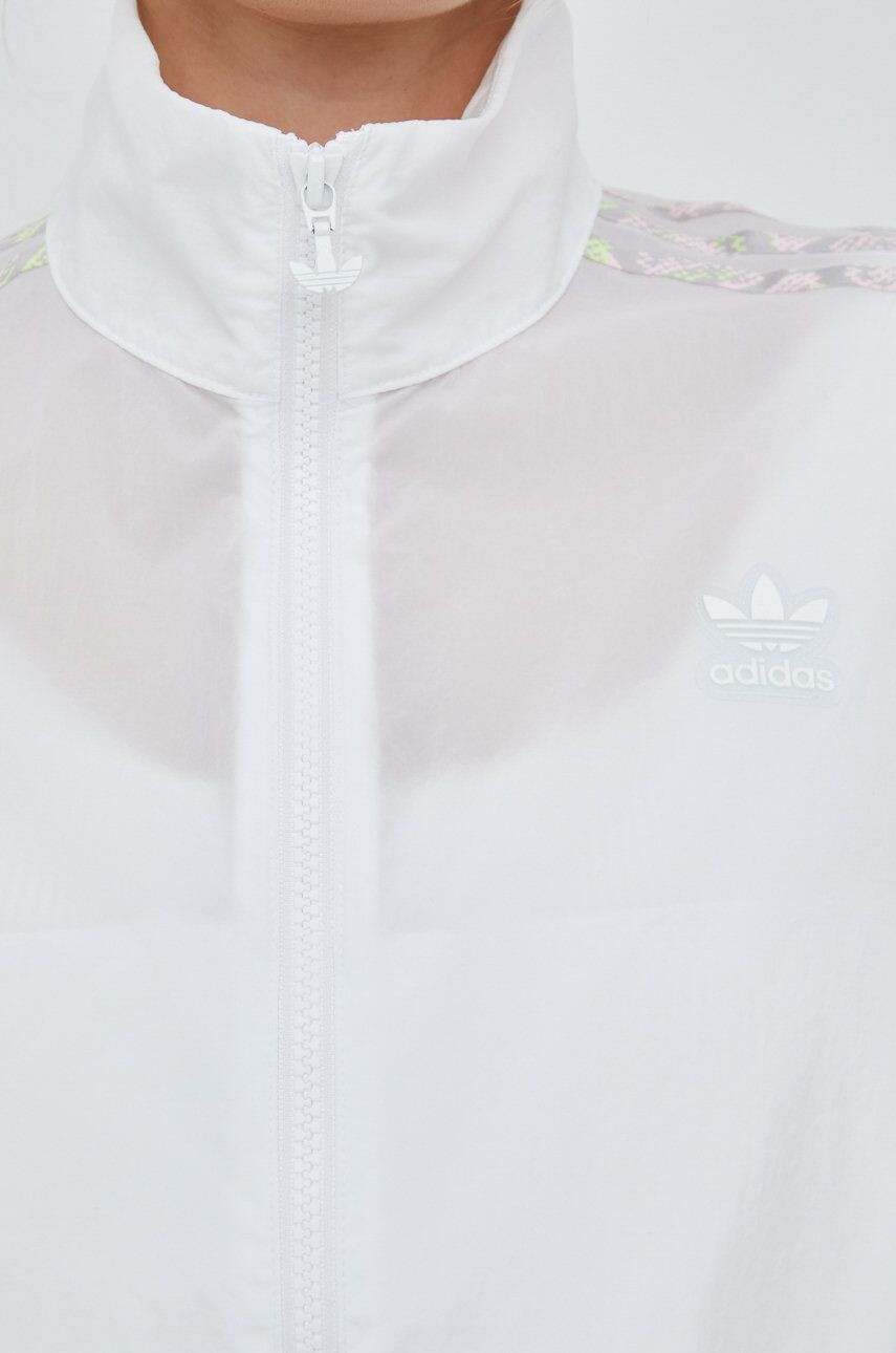 adidas Originals geaca bomber HT5988 femei culoarea alb de tranzitie - Pled.ro