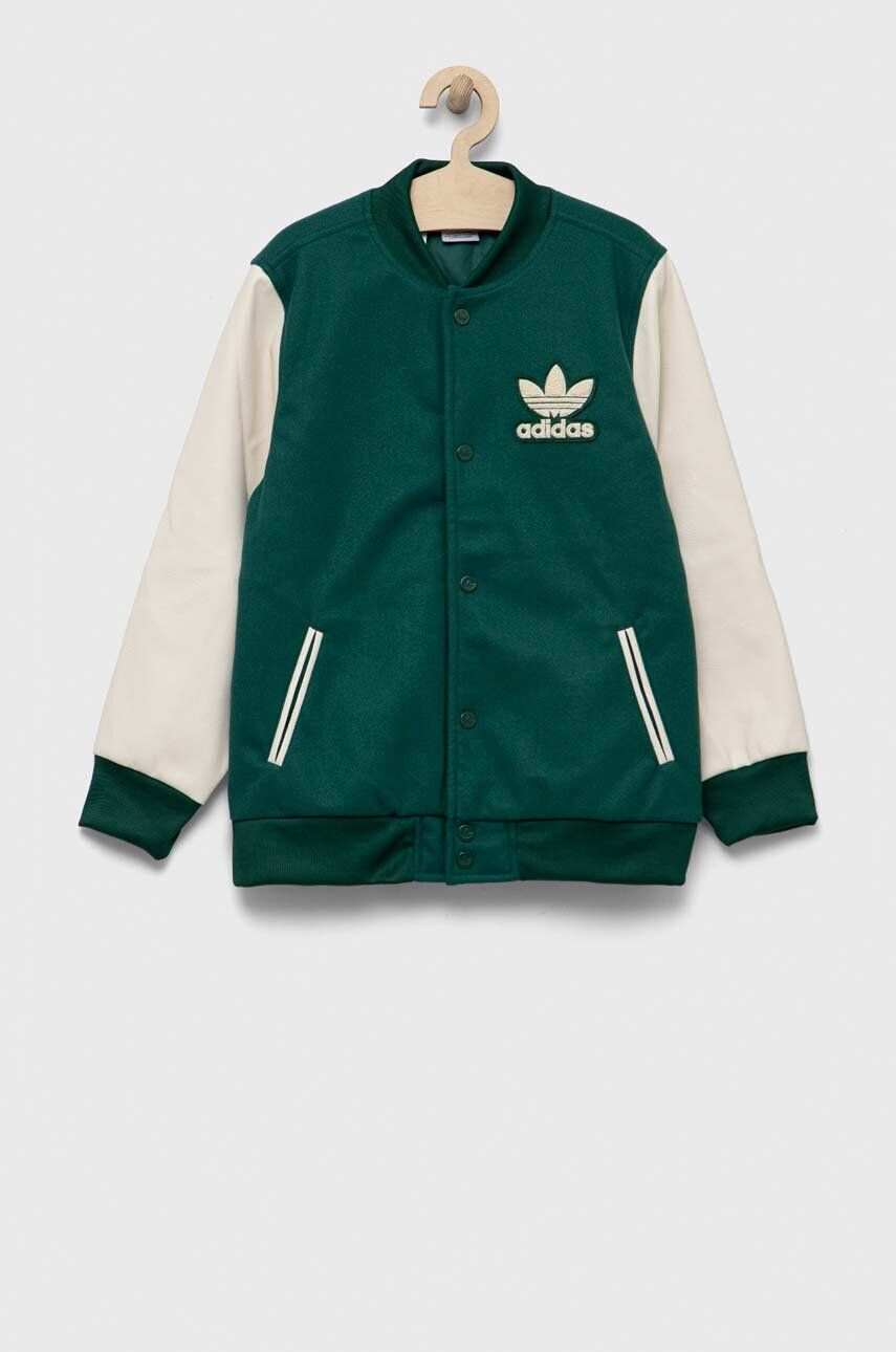 adidas Originals geaca bomber pentru copii culoarea verde - Pled.ro