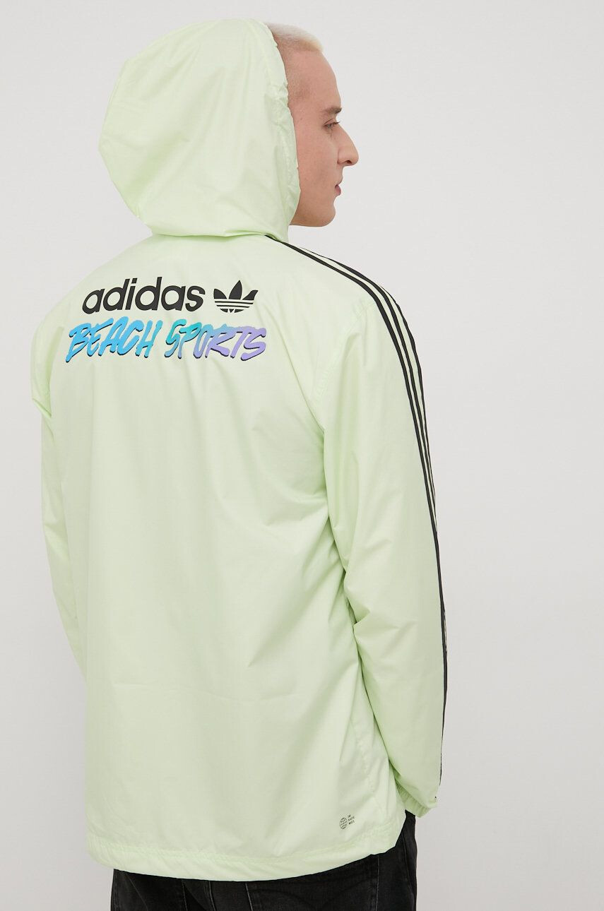 adidas Originals geaca HF4865 barbati culoarea verde de tranzitie oversize - Pled.ro