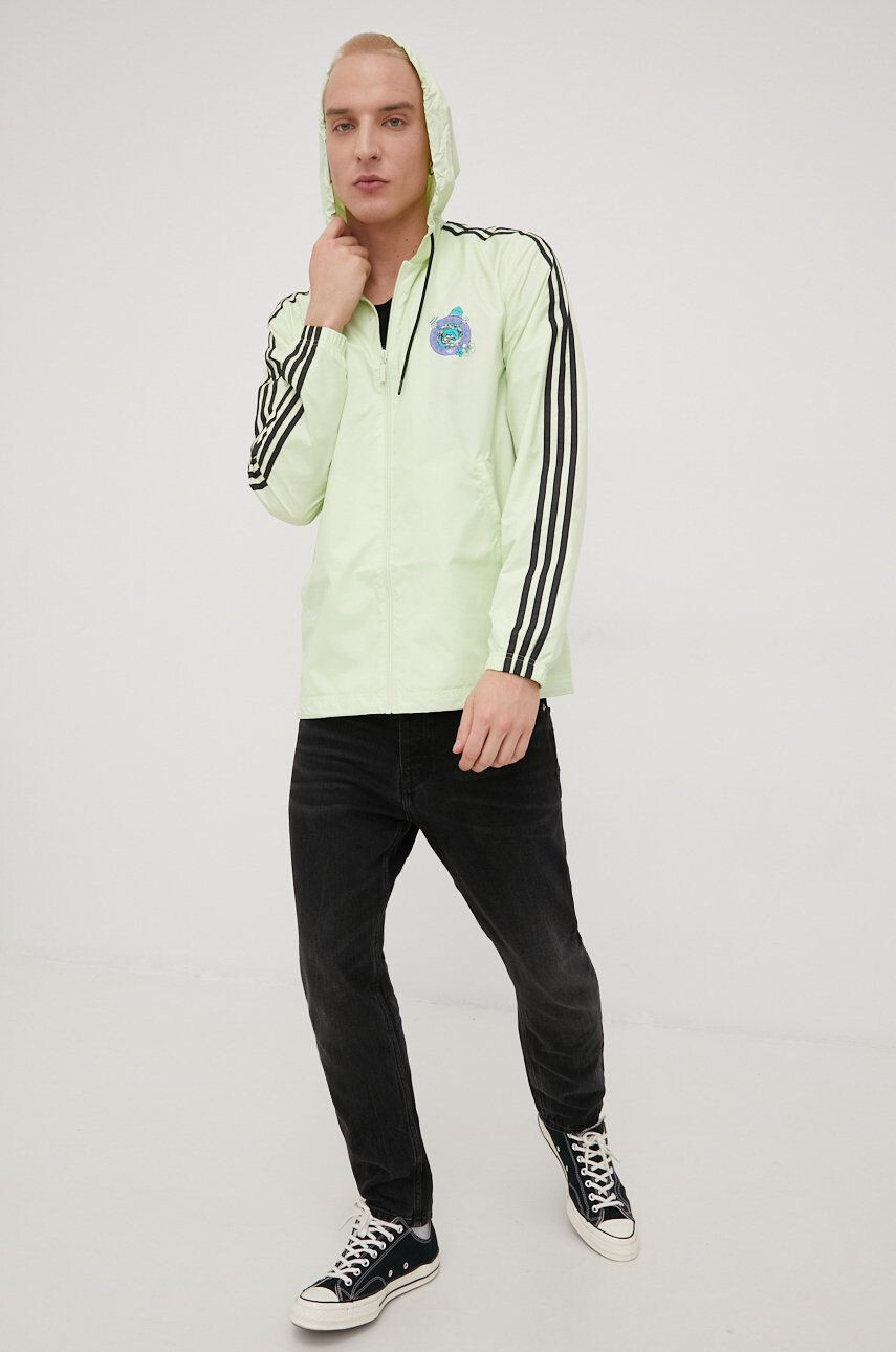 adidas Originals geaca HF4865 barbati culoarea verde de tranzitie oversize - Pled.ro