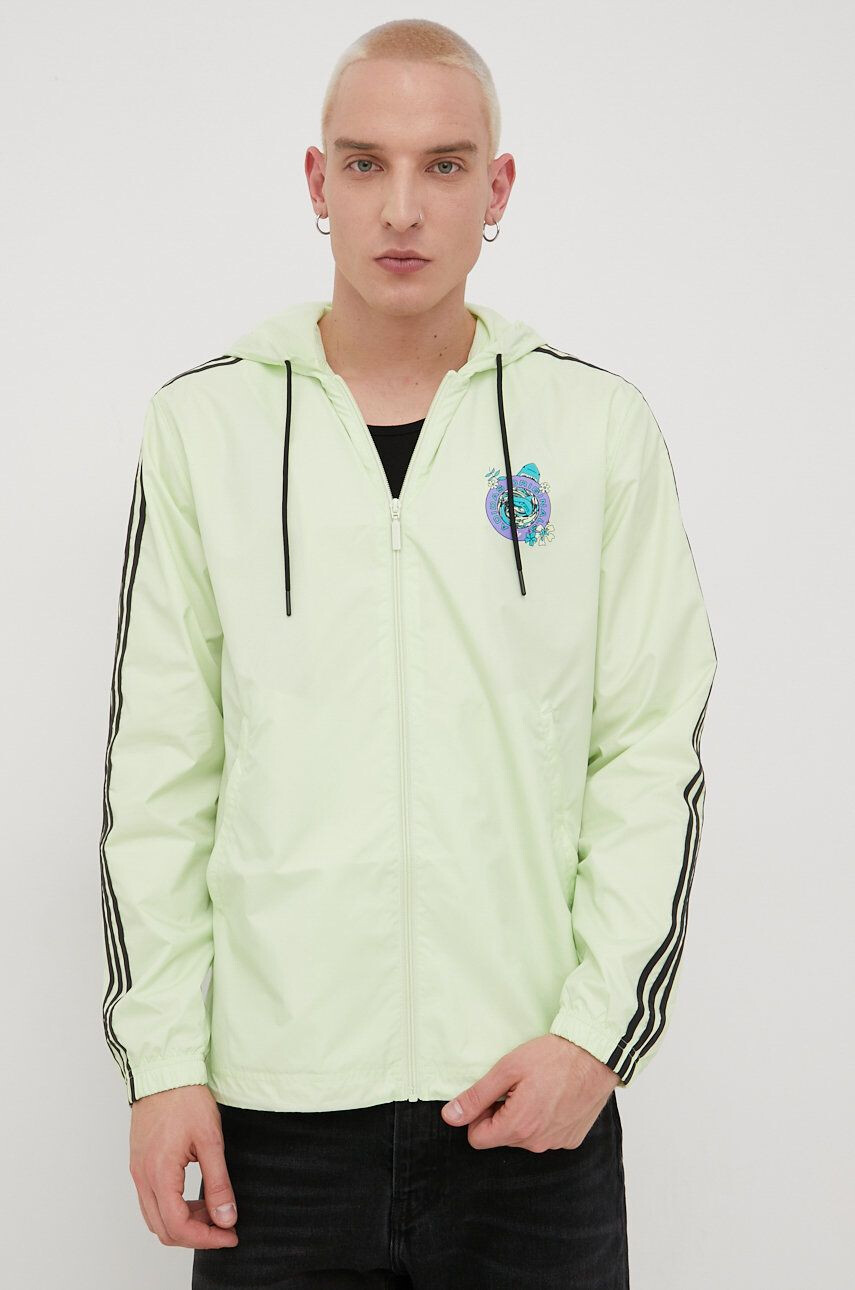 adidas Originals geaca HF4865 barbati culoarea verde de tranzitie oversize - Pled.ro