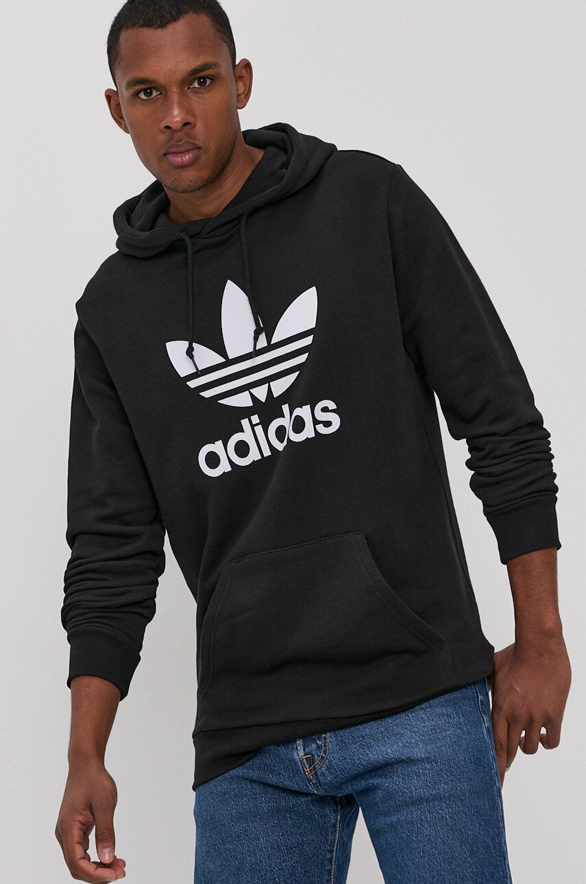 adidas Originals hanorac de bumbac H06667 bărbați culoarea negru cu imprimeu H06667-BLK/WHT - Pled.ro