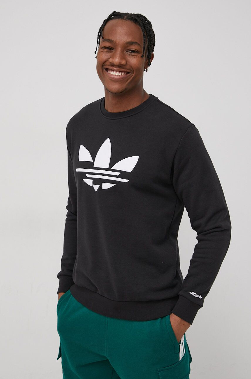 adidas Originals hanorac de bumbac barbati culoarea verde cu imprimeu - Pled.ro