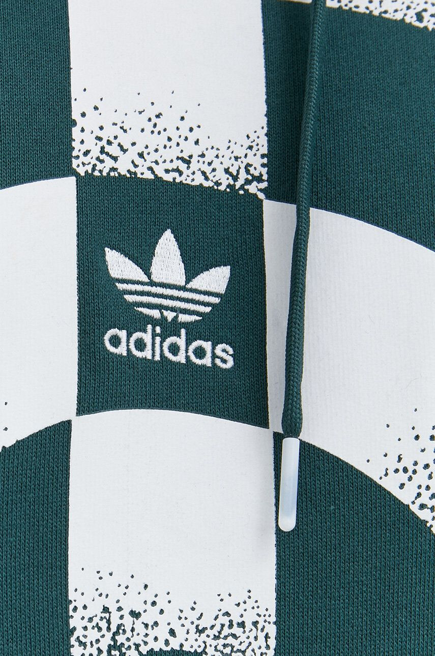 adidas Originals hanorac de bumbac barbati culoarea verde cu glugă cu imprimeu - Pled.ro