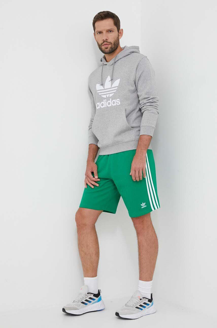 adidas Originals hanorac de bumbac barbati culoarea gri cu glugă modelator - Pled.ro