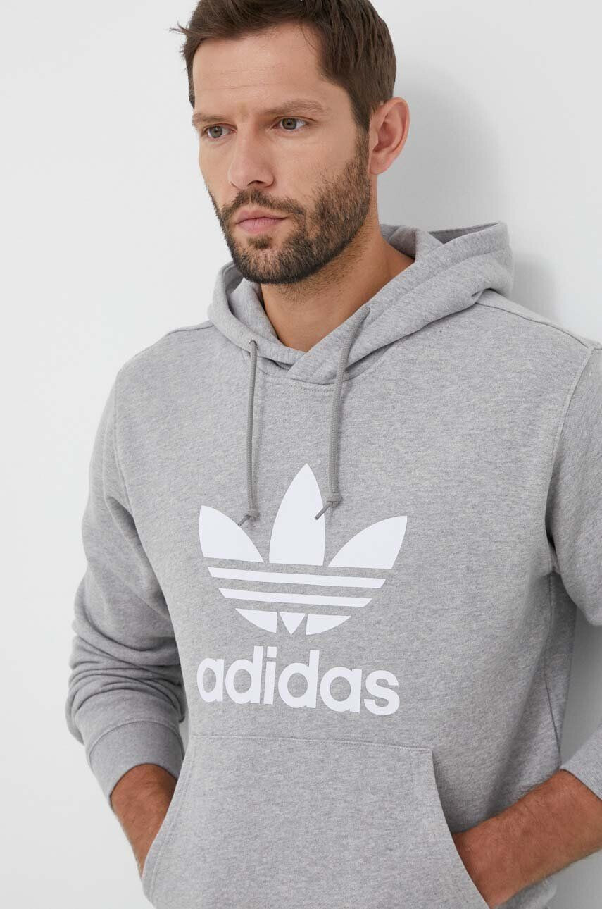 adidas Originals hanorac de bumbac barbati culoarea gri cu glugă modelator - Pled.ro