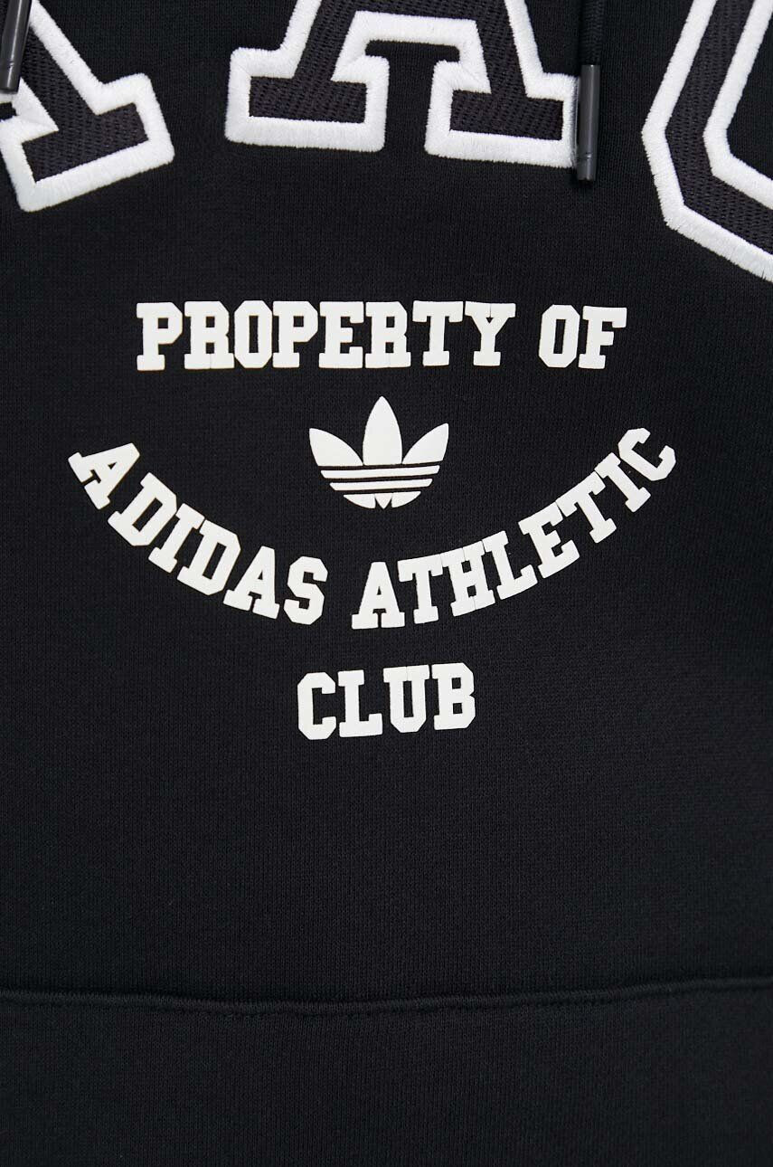 adidas Originals hanorac de bumbac barbati culoarea negru cu glugă cu imprimeu - Pled.ro