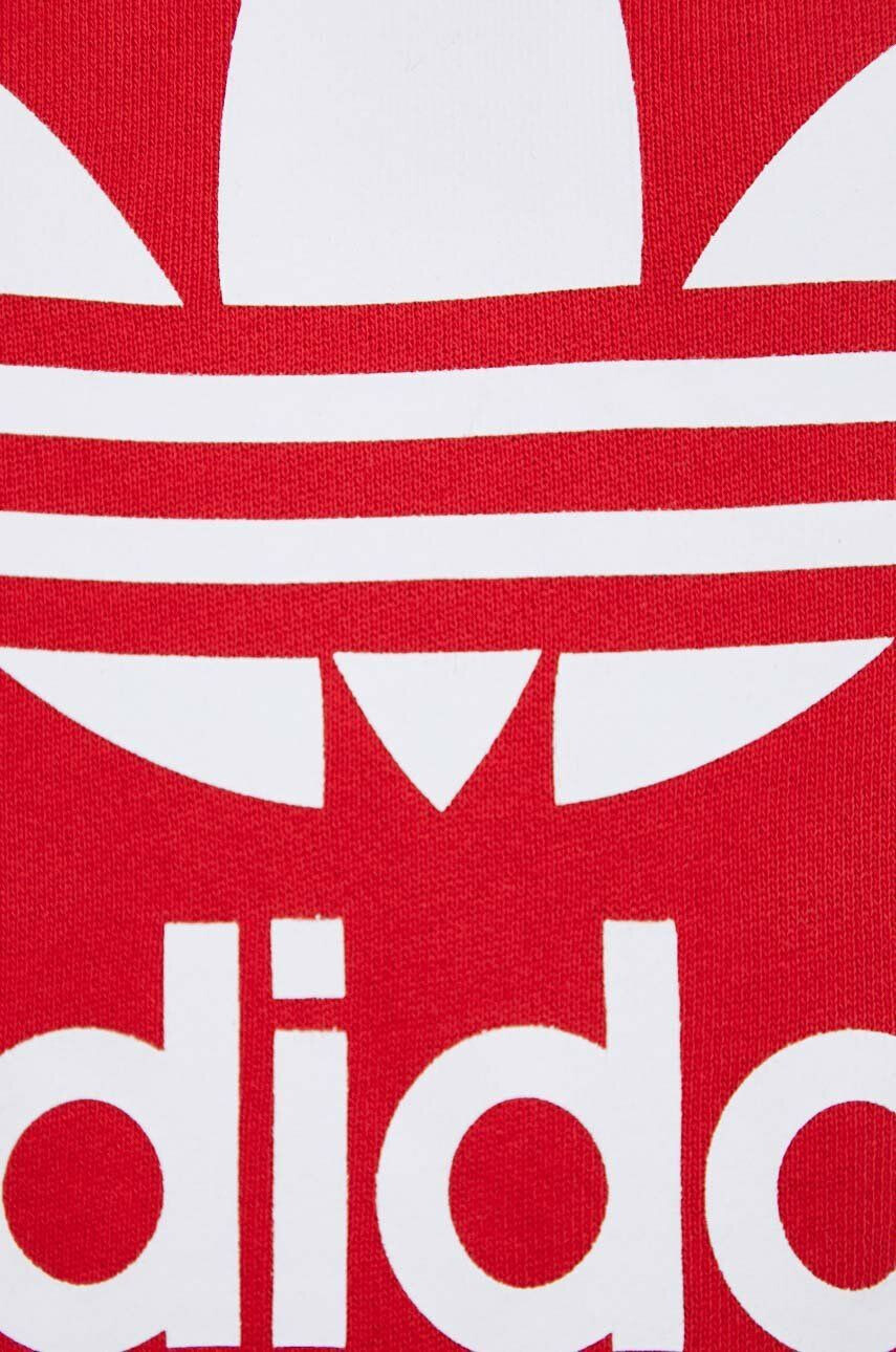 adidas Originals hanorac de bumbac barbati culoarea rosu cu glugă cu imprimeu - Pled.ro