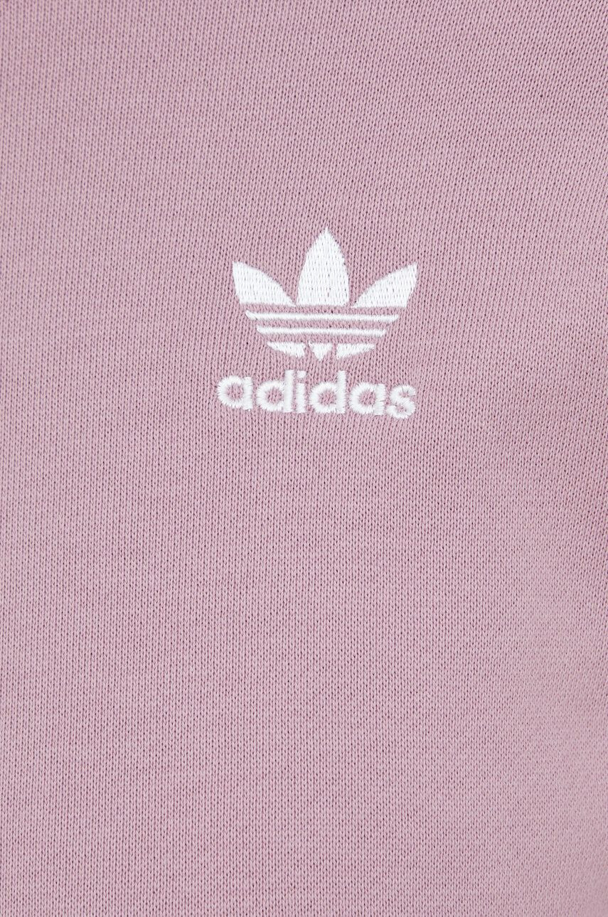 adidas Originals hanorac de bumbac Adicolor HC2027 femei culoarea violet cu imprimeu - Pled.ro