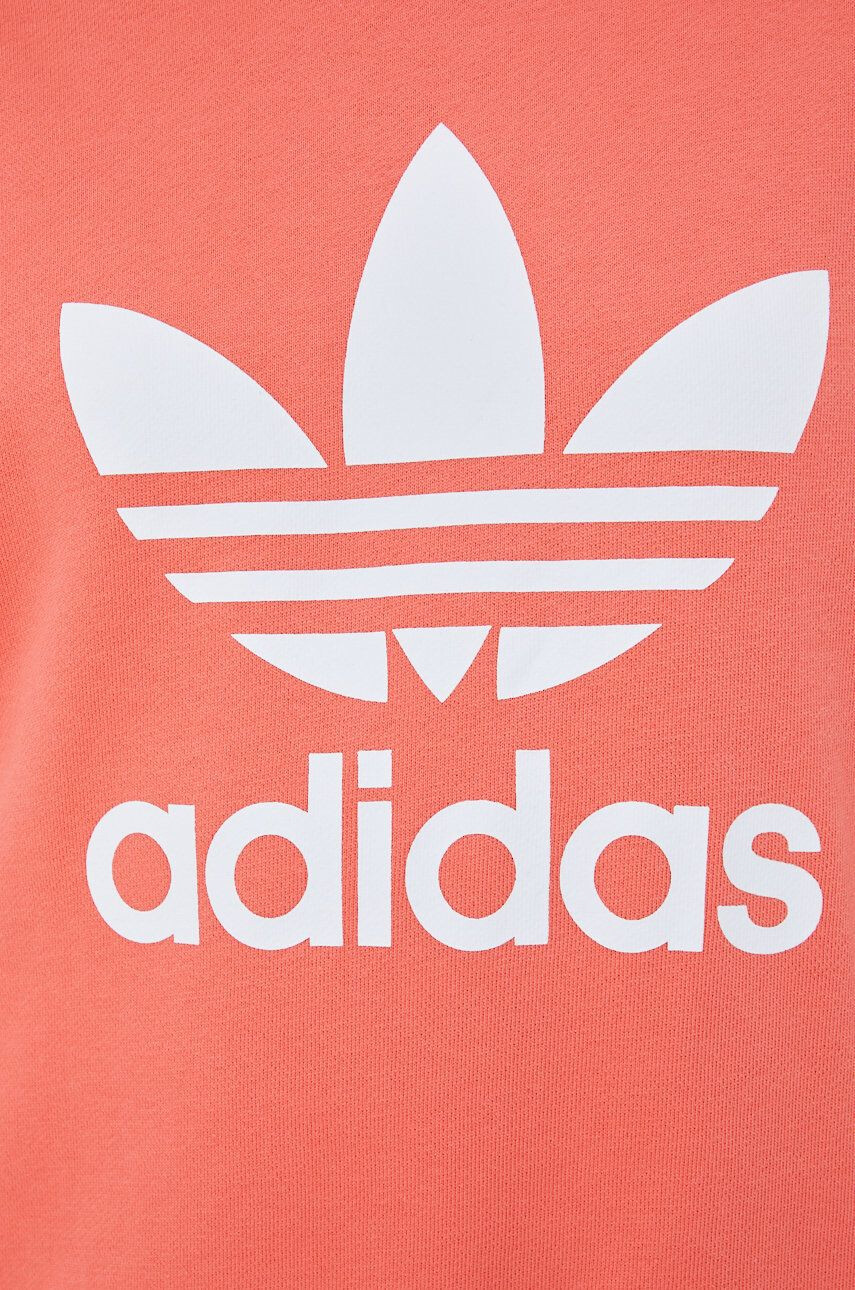 adidas Originals hanorac de bumbac HE9537 femei culoarea portocaliu cu imprimeu - Pled.ro