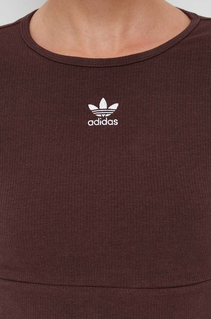 adidas Originals longsleeve femei culoarea maro - Pled.ro