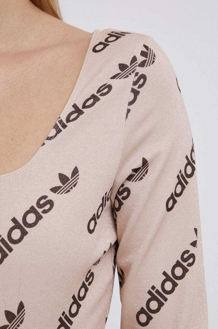 adidas Originals longsleeve HM4893 femei culoarea bej - Pled.ro