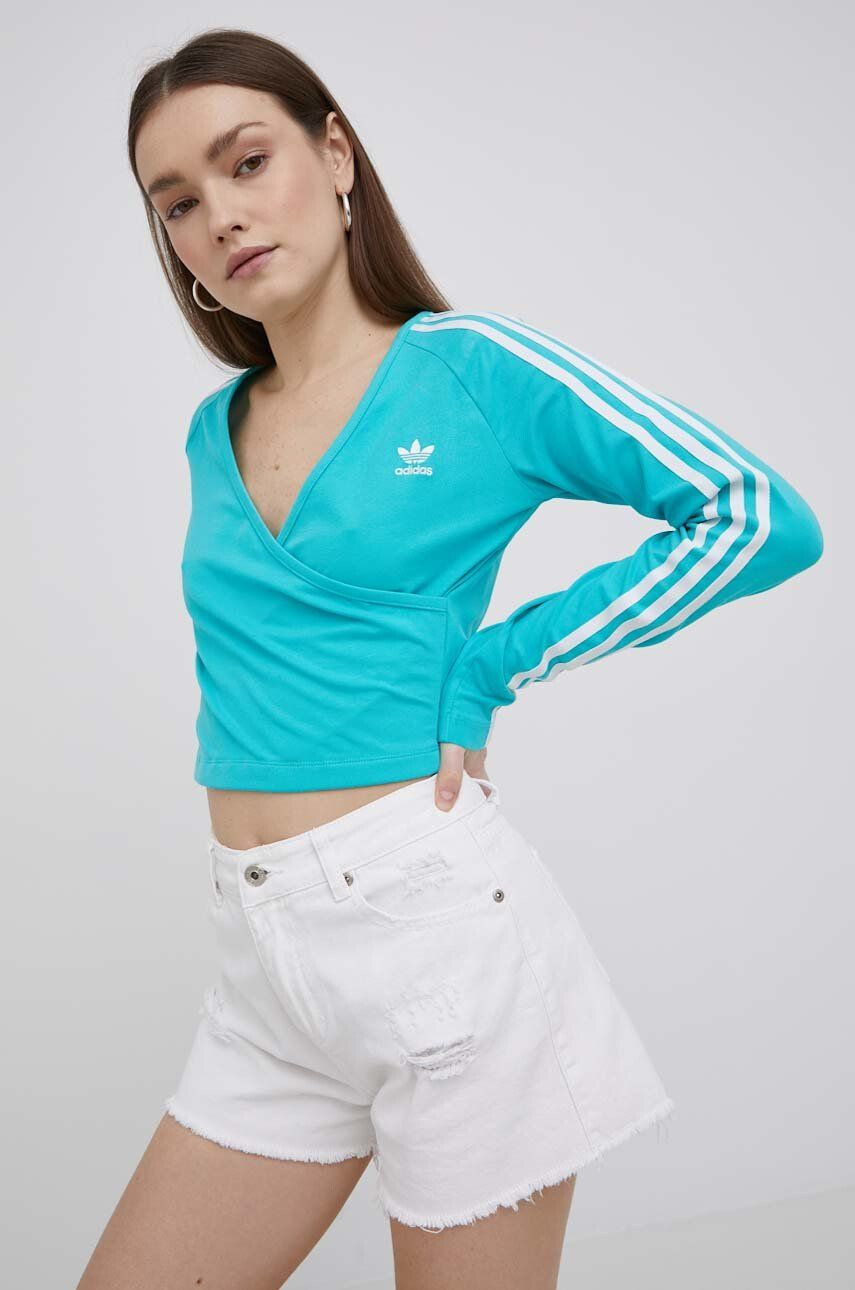 adidas Originals longsleeve Adicolor HE4958 femei culoarea turcoaz - Pled.ro