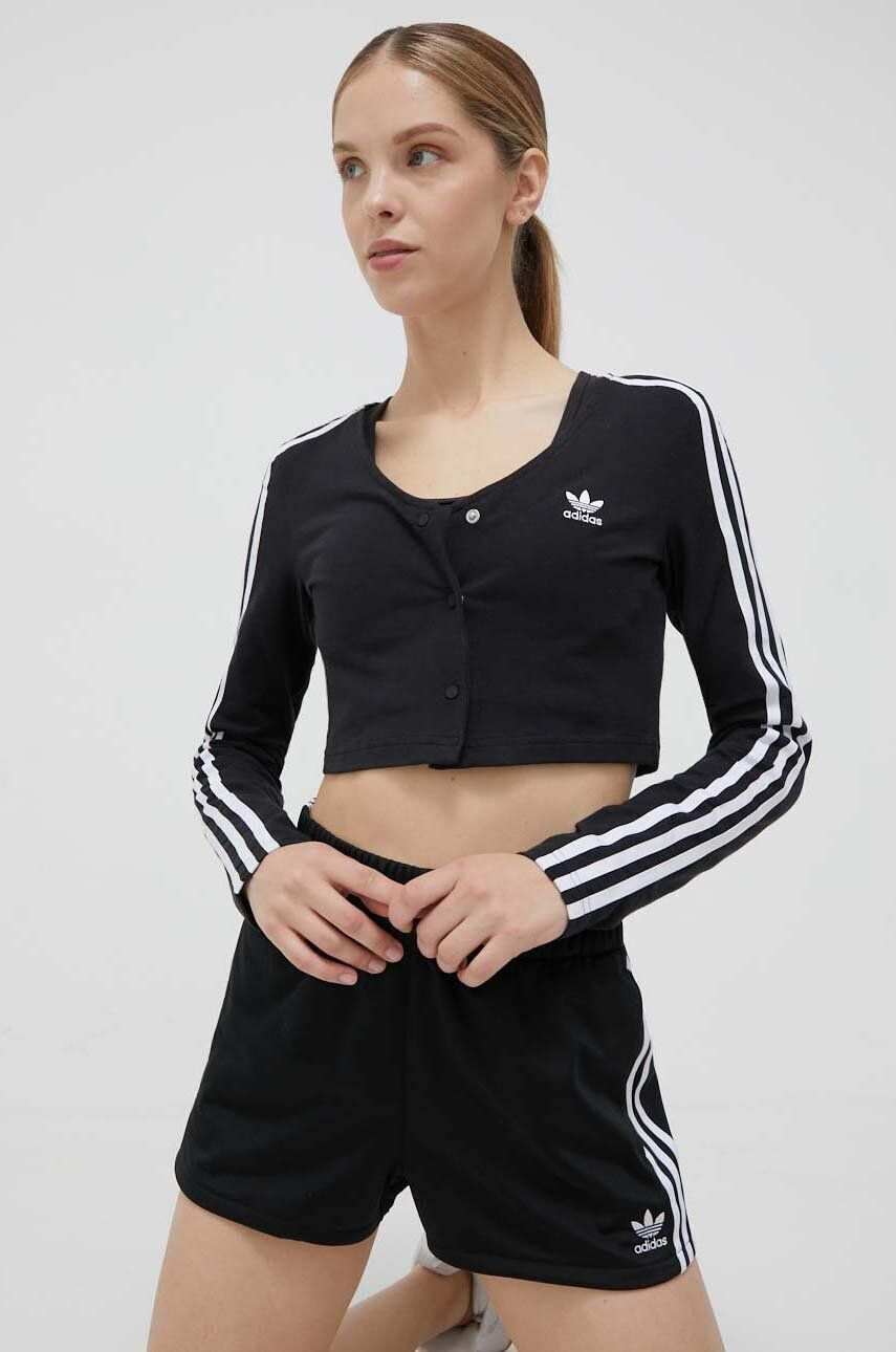 adidas Originals longsleeve Button Long Sleeve Tee femei culoarea negru IC5473-BLACK - Pled.ro