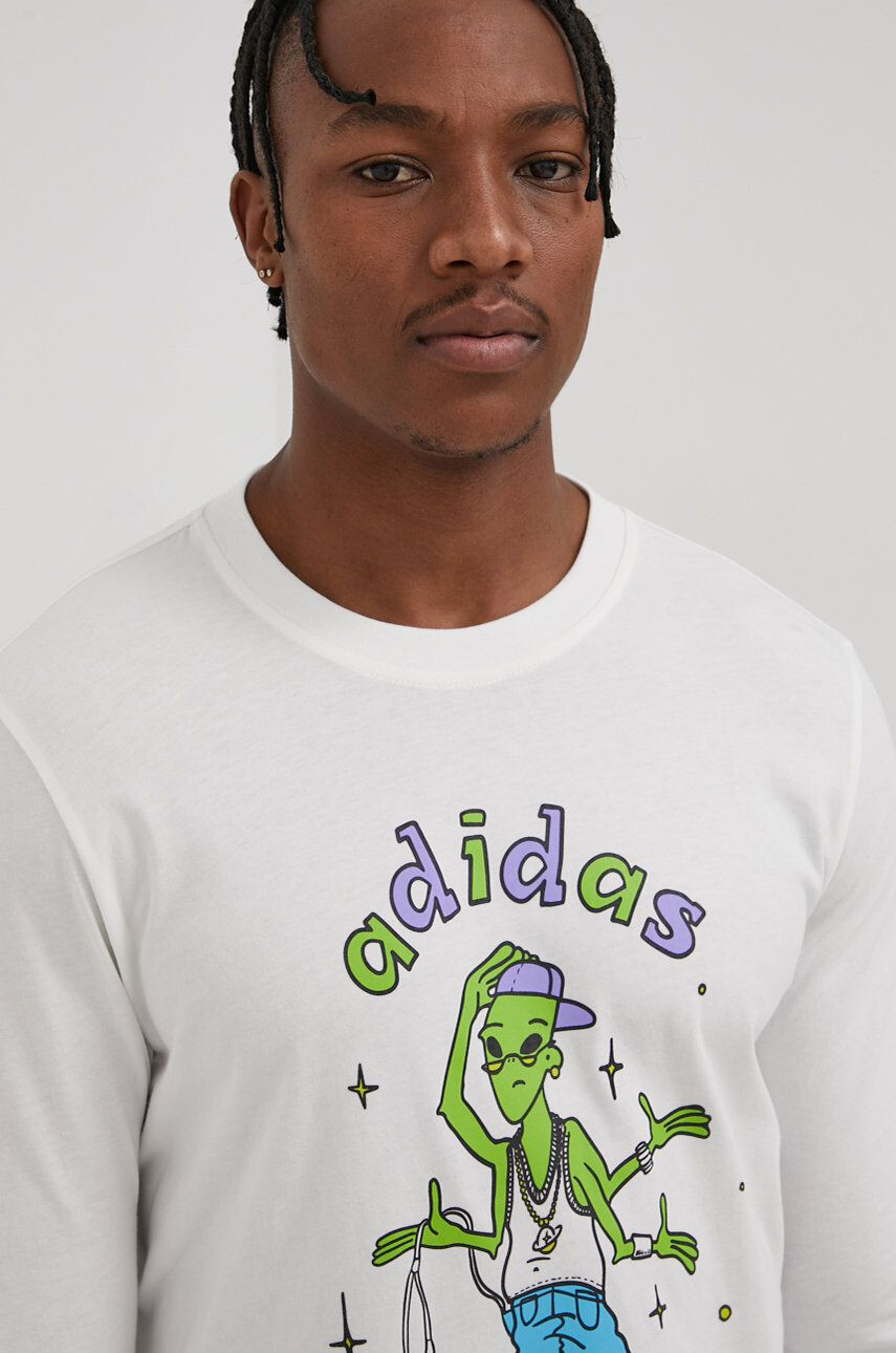 adidas Originals Longsleeve din bumbac HC7142 culoarea alb cu imprimeu - Pled.ro