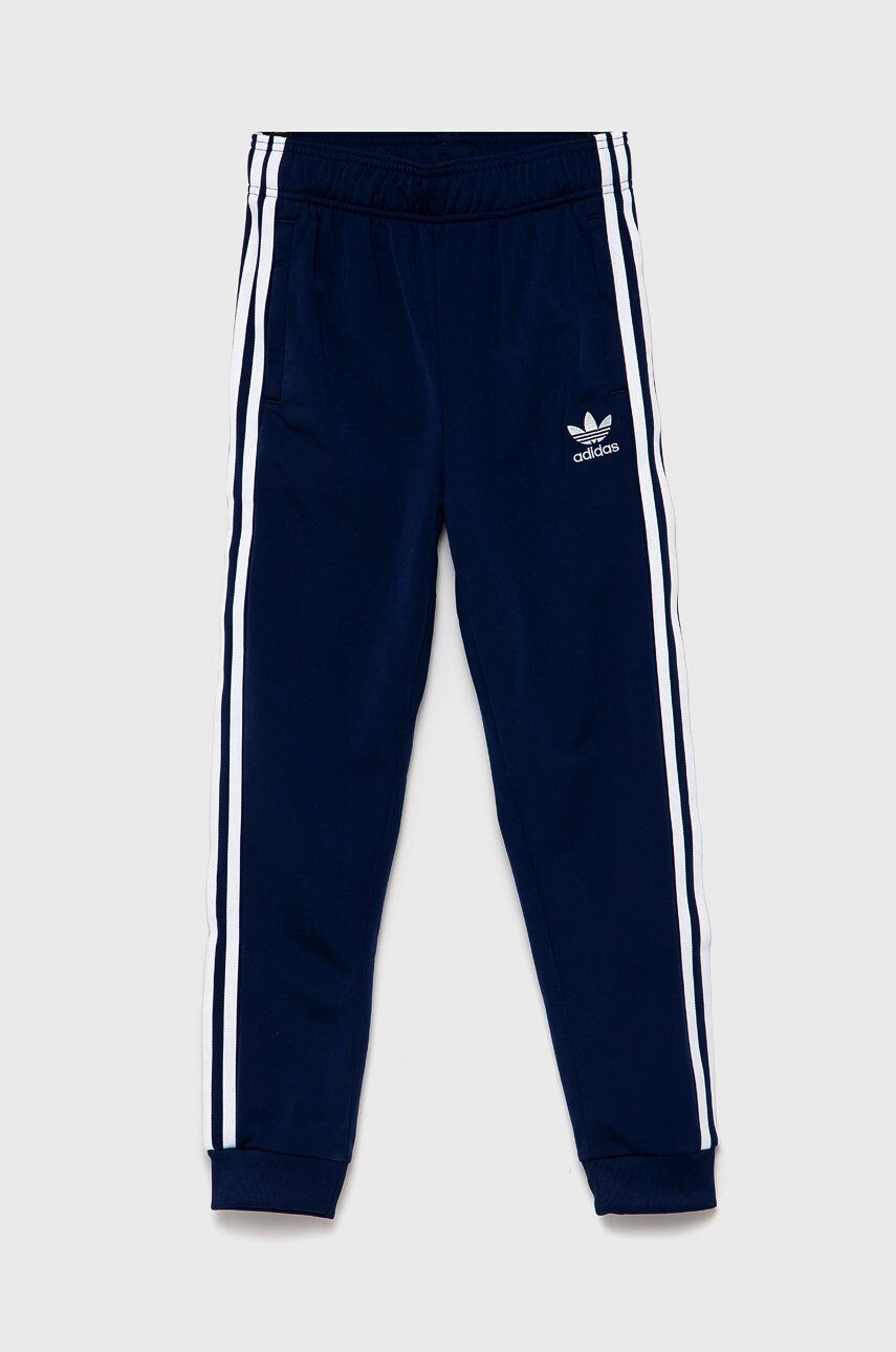 adidas Originals Pantaloni copii H37869 culoarea albastru marin cu imprimeu - Pled.ro