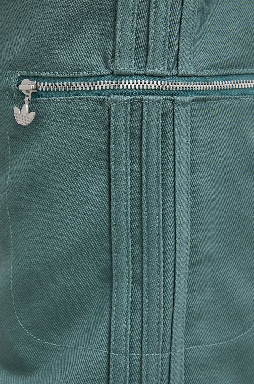 adidas Originals Pantaloni de bumbac HE4737 femei culoarea verde model drept high waist - Pled.ro