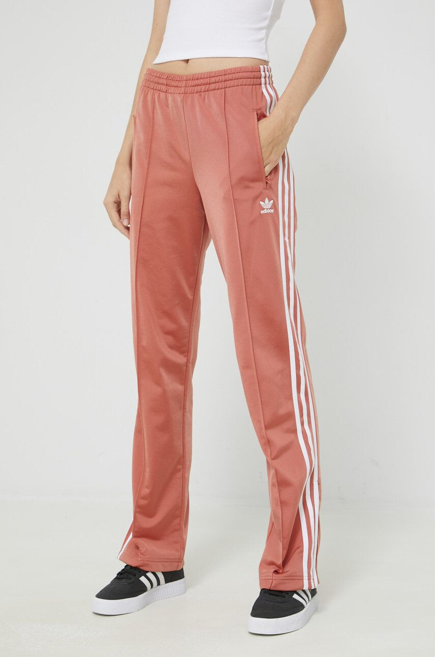 adidas Originals pantaloni de trening femei culoarea portocaliu cu imprimeu - Pled.ro