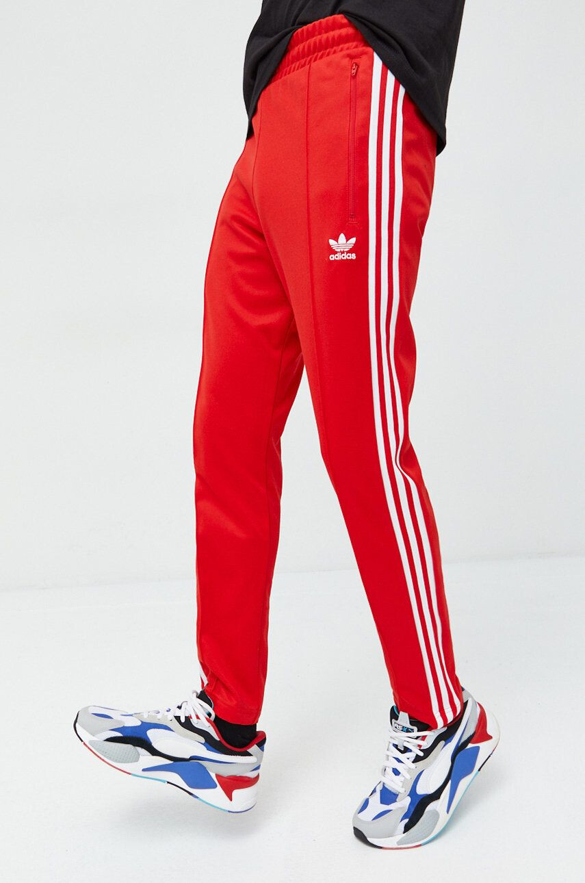 adidas Originals pantaloni de trening barbati culoarea rosu modelator - Pled.ro